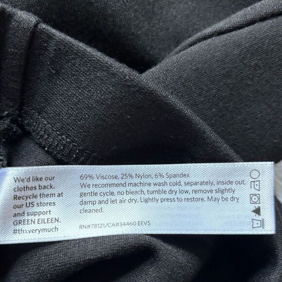 Eileen Fisher Pants Pull On Black Stretchy Womens Size Medium - Picture 5 of 6